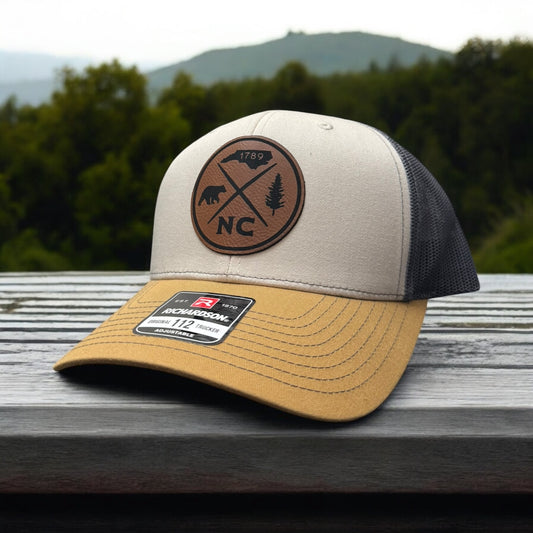 North Carolina Hat (Beige, Charcoal, Gold)